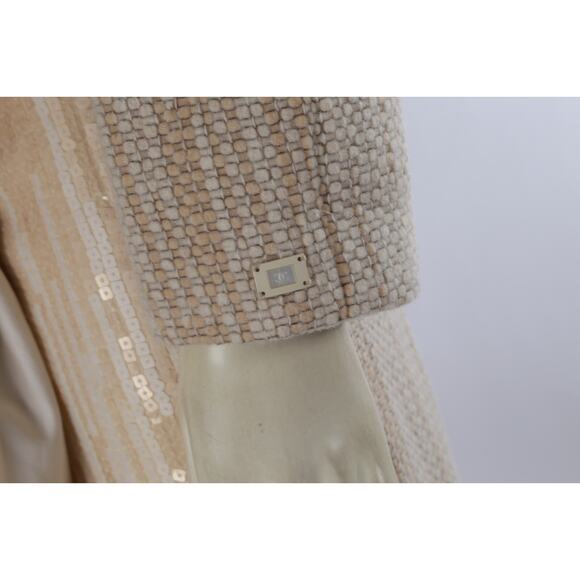 CHANEL 01A Fall 01 Beige 2 Piece Sleeveless Sequin Dress Maxi Tweed Coat Suit 38 - Picture 8 of 16